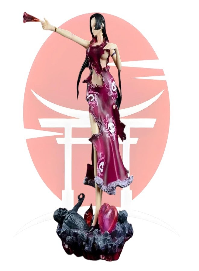 Realmkart Boa Hancock Action Figure 30Cm With Lights Collectible One Piece Anime Action Figure Replica With Heart Base,for One Piece Anime Fans Snake Princess Boa Hancock PVC & Resin,Pinkish Red - Image 5